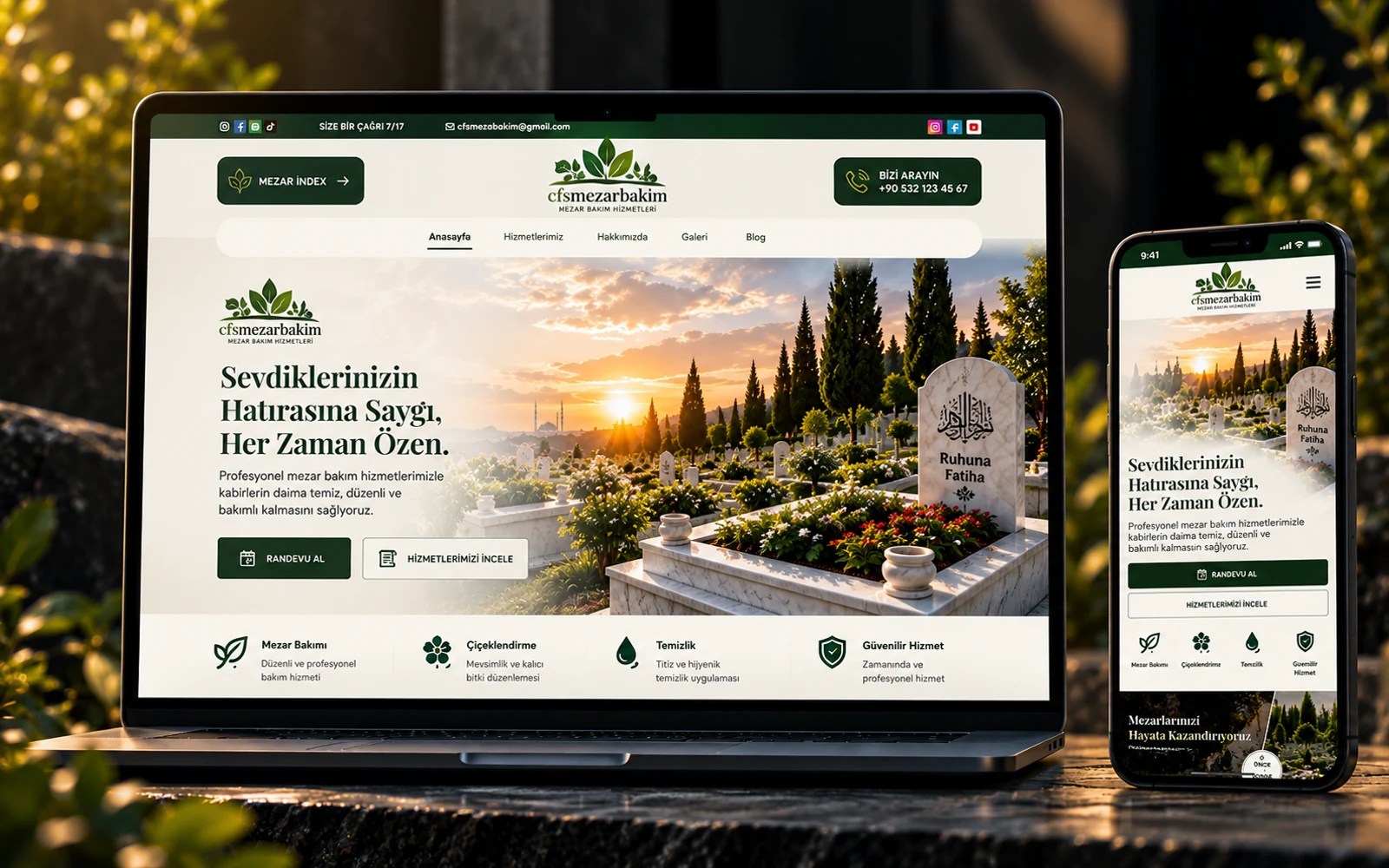 CFS Mezar Bakım corporate web and digital marketing platform presentation